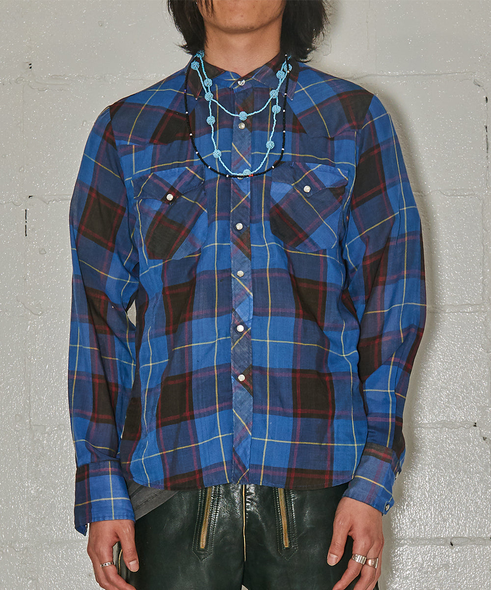 1980s Polyester Check Western Shirt