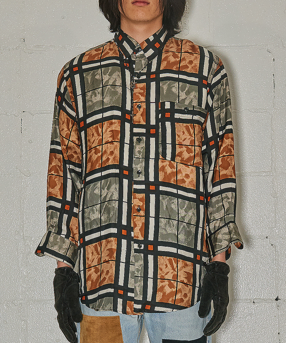 1990's Total pattern silk shirt