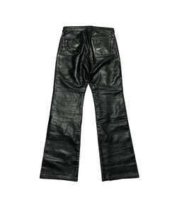 Fire Pattern Leather Flare Pants