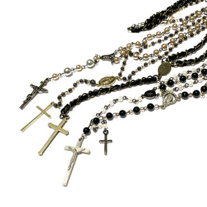 String Rosary Necklace  Black