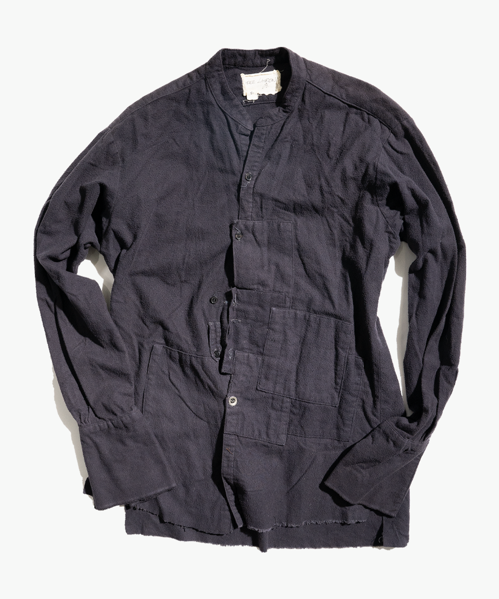 Greg Lauren Charcoal Flannel Crooked Patchwork Studio Shirt